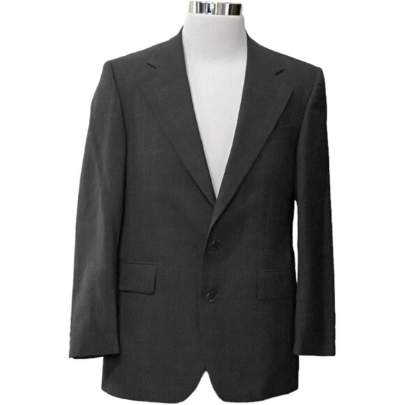 Ralph Lauren Chaps Glen Plaid Grey Gray Blazer Jacket Mens 39 R Red Stripe Coat - Picture 1 of 11